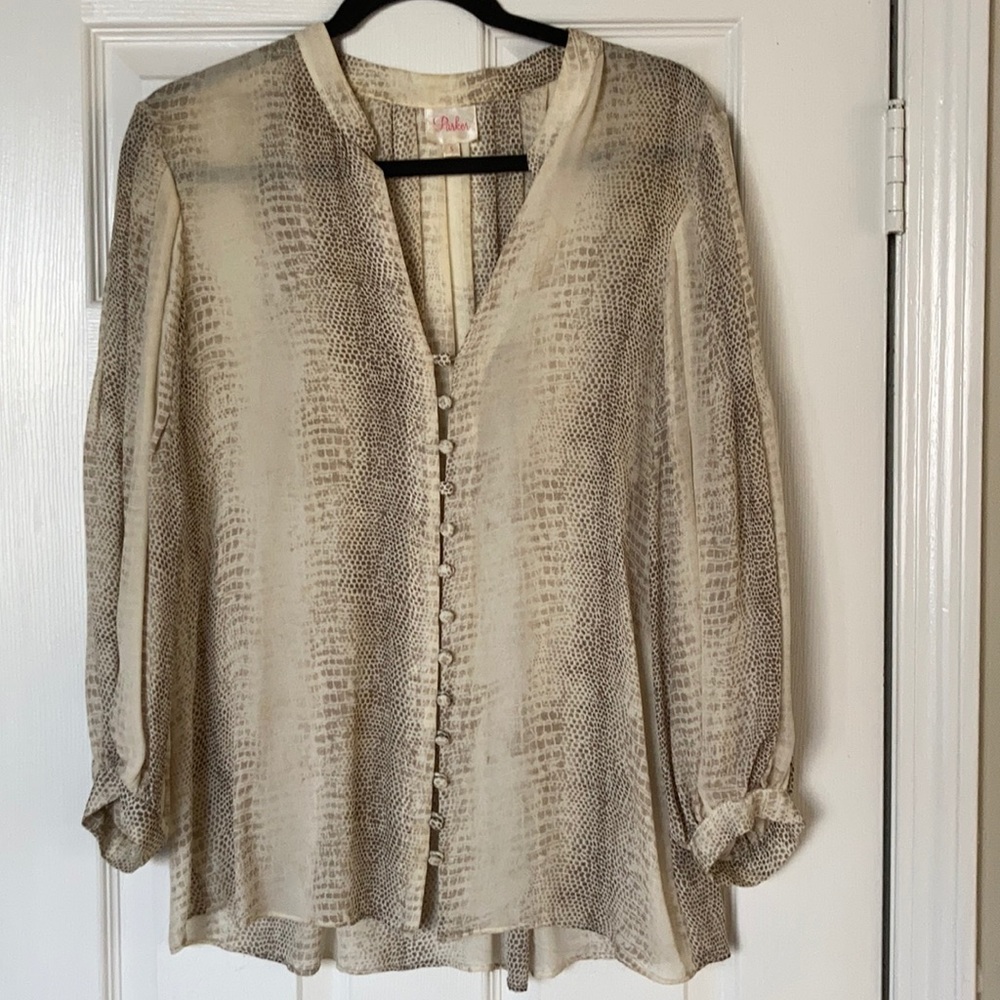 Cream Snake Print Parker Blouse